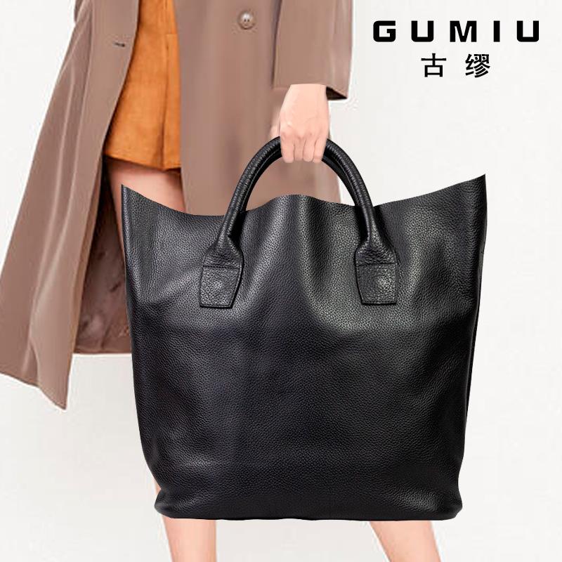 Bag Pack Woman Genuine Leather 2021 New Single Shoulder Bag Handmade Large Bag Large Capacity Cow Leather Brief Atmosphere Han Edition Handbag