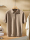 Polo Collar 100% Pure Cashmere Sweater Short-Sleeve T-Shirt Men's Spring and Autumn Short Pullover Half-Sleeve Knitwear Loose Fit