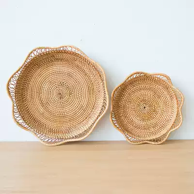 Natural Vietnam Indonesia Hand woven rattan woven straw woven storage basket frame Fruit snack basin Fruit plate Fruit basket