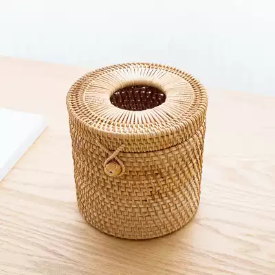 Natural Vietnam Indonesia Autumn rattan woven straw woven living room tissue sleeve roll toilet paper Toilet paper box Tissue box round