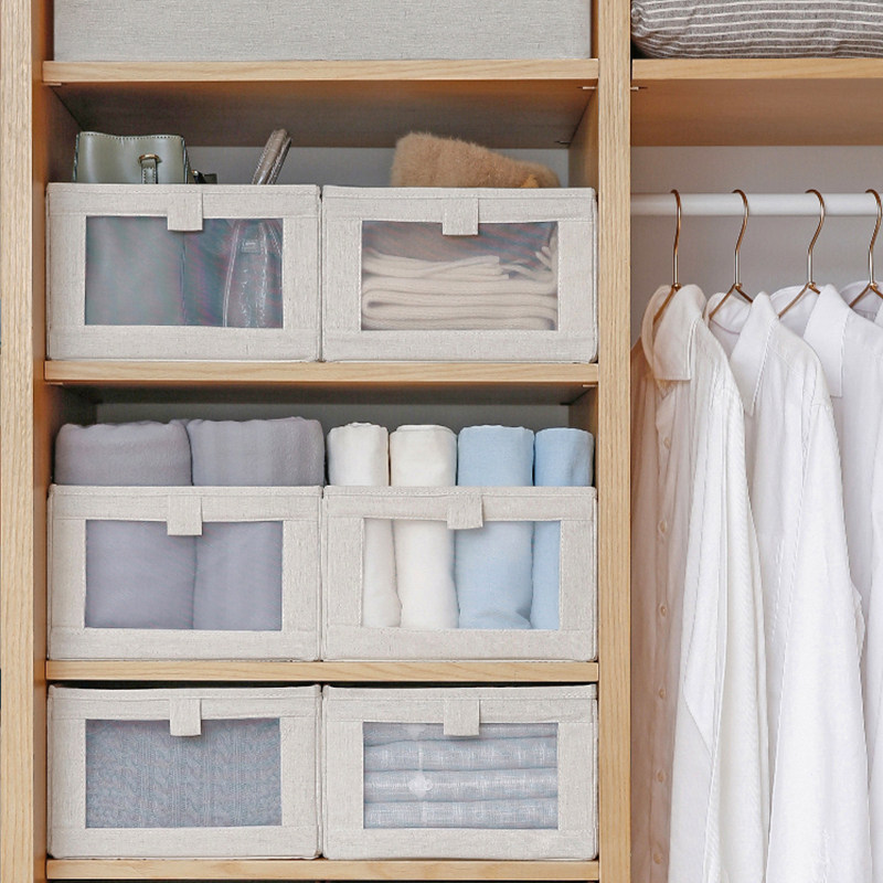 Natural cotton linen cloth can be stored objects clothing wardrobe to organize household storage box clothing storage box