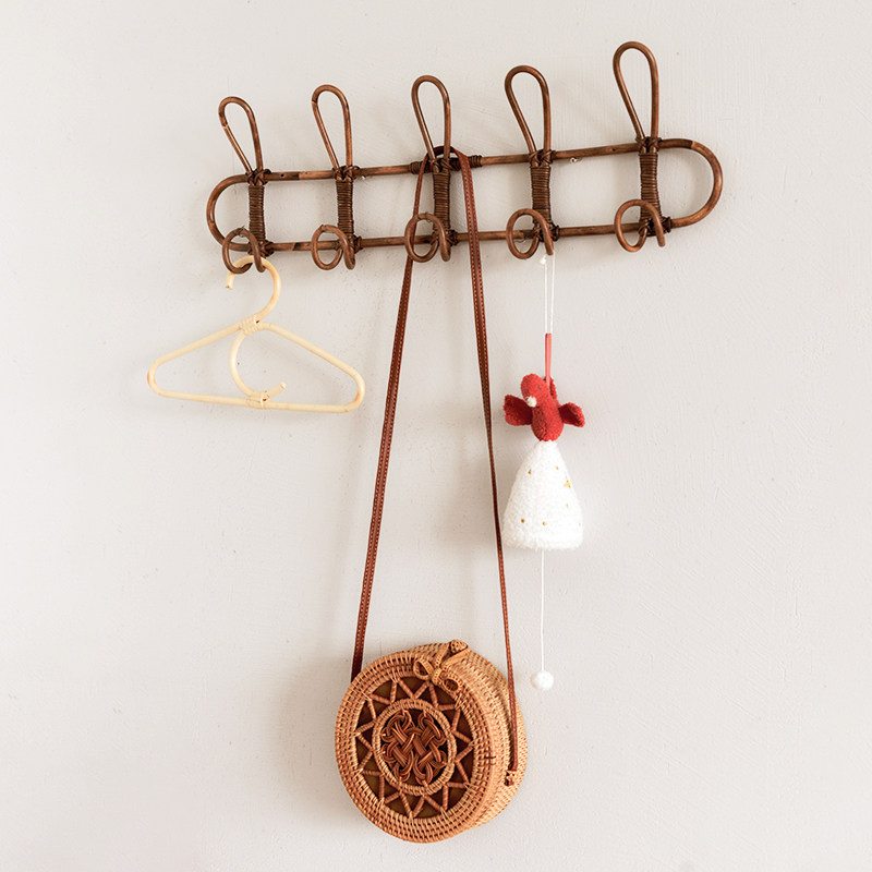 Natural Indonesian rattan makes up wall to hang clothes hat to wear natural rattan long wall to hang manual porch to buy content to wear hook up