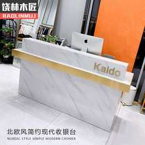 Nordic imitation marble clothing store Stainless steel cashier Modern simple beauty salon bar reception front desk customization