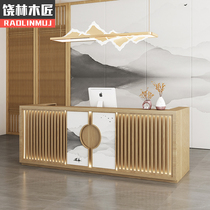 New Chinese cashier health foot therapy shop Solid wood bar restaurant Tea house bed and breakfast front desk reception counter custom