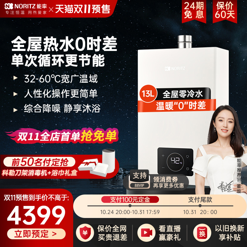 Double 11 pre-sale energy rate E5Q zero cold water gas water heater 13L fast heat household constant temperature gas strong exhaust