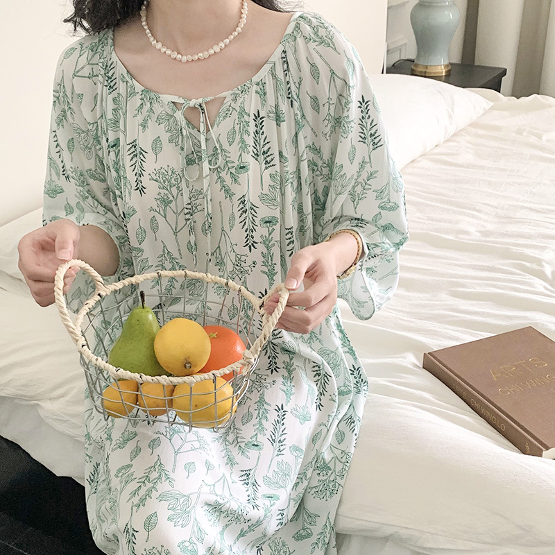 Summer Cotton Silk Casual High-End Fashion Cool Dress That Can Be Worn Outside, Artificial Cotton Nightgown, Chinese Style Long Dress for Women Summer Cotton Silk Casual High-End Fashion Cool Dress That Can Be Worn Outside, Artificial Cotton Nightgown, Chinese Style Long Dress for Women