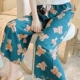 Đồ ngủ cotton lụa của phụ nữ mùa hè mỏng phần in hoạt hình Nhật Bản quần muỗi rayon cotton lụa có thể mặc quần vào mùa xuân và mùa thu - Quần tây