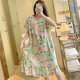 Anti-bulge nightgown for women summer thin large size cotton silk skirt 2023 new ice feeling cotton silk loose home clothes