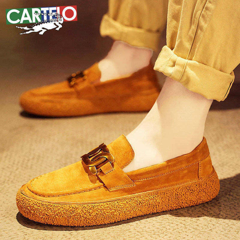 Crocodile Bean Bean Shoes Men's Shoes Winter 2023 New Wave Shoes A Foot foot High-end Leather Shoes Men Casual Shoes Man-Taobao