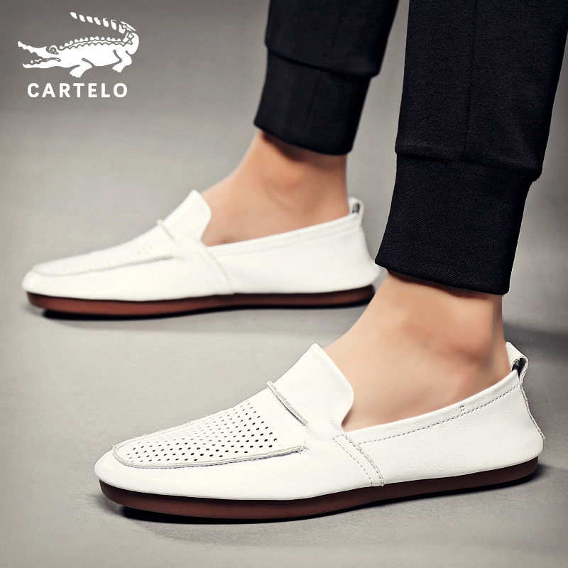 Crocodile bean-bean shoes Men's shoes Summer breathable 2022 New wave shoes Little white shoes Men's casual leather shoes