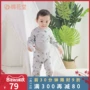 Cotton Hall bé baby đáy quần mùa thu quần dài đầy đủ cotton mùa thu và mùa đông cao eo đồ lót đồ ngủ hai mảnh phù hợp bộ body cho bé