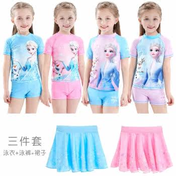 Disney children's swimsuit Disney ice and snow swimsuit girl little girl baby quick-drying conjoined surfing big