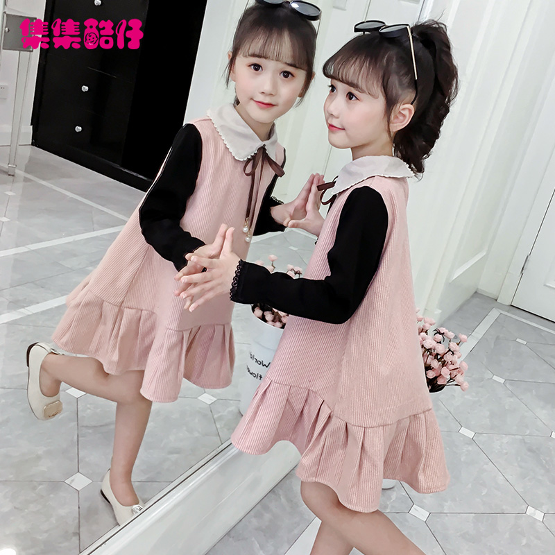 Girls mùa xuân ăn mặc 2020 mới của Hàn Quốc phiên bản của trẻ em mùa xuân và mùa thu thuần Red chúa váy Big Kids váy Tide