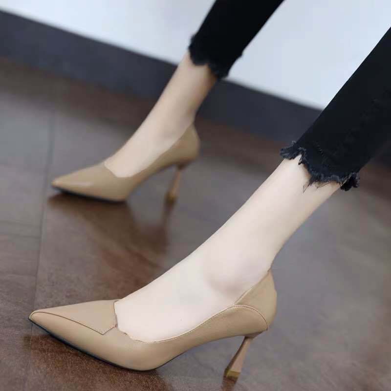 French-Style High-Heeled Women's Shoes with Thin Heels, 2026 Spring New Model, Professional, Non-Abrasive, Two-Way Wear, Mid-Heel, Pointed-Toe, Soft Leather Shoes French-Style High-Heeled Women's Shoes with Thin Heels, 2026 Spring New Model, Professional, Non-Abrasive, Two-Way Wear, Mid-Heel, Pointed-Toe, Soft Leather Shoes