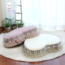 Lazy Pet Korea direct mail junybell Pet heart shaped cushion small fragrant style lace cat dog princess bed