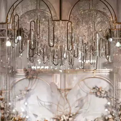 New wedding props decoration through sequins pendant mirror window welcome area aerial ceiling stage layout
