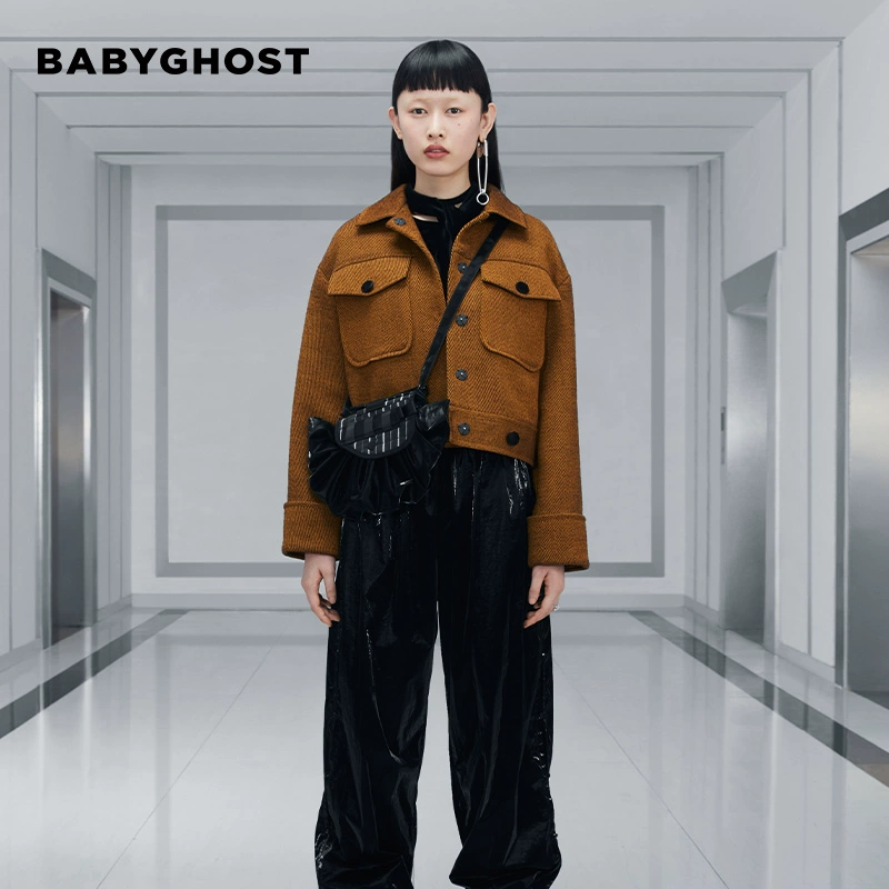 BABYGHOST thiết kế ban đầu của phụ nữ thời trang mùa đông mới áo khoác len ngắn của phụ nữ mỏng mùa đông ngắn - Áo khoác ngắn