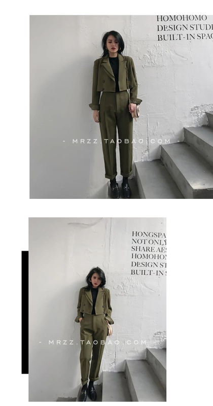 QUEENZZ quần áo mùa thu chic nhỏ phù hợp với áo khoác nữ 2018 phiên bản mới của Hàn Quốc của quần tây phù hợp với áo ba lỗ - Bộ đồ