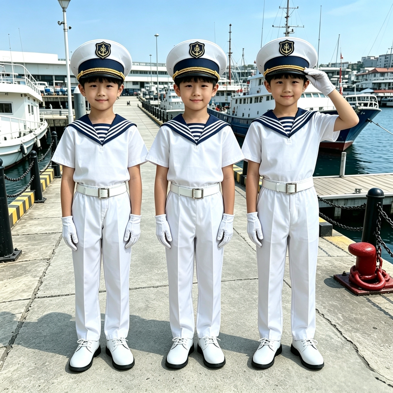 Children's Sailor and Navy Performance Costumes for Primary and Secondary School Students, Sports Meet, Male and Female Recitation Competition, Flag-Raising Sailor Outfit