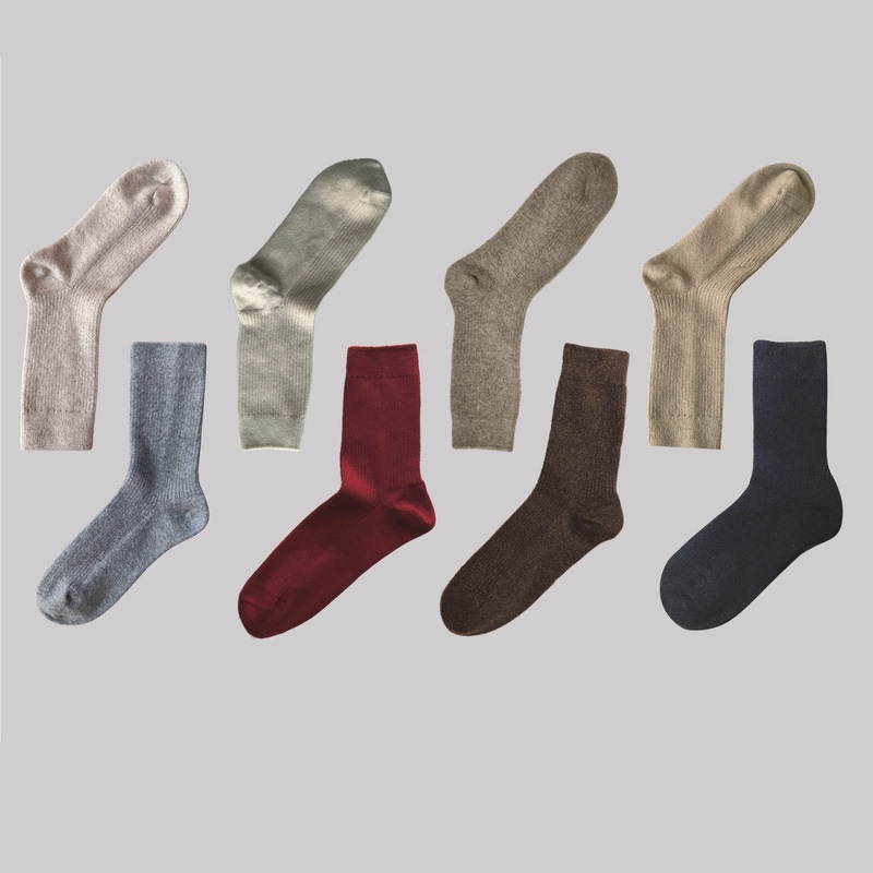 Cashmere Socks, Thickened for Warmth, Mid-Calf Length, Pure Cashmere + Elastic Silk, Autumn and Winter Thermal Socks, Unisex, Single or Pair Price