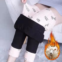 Nay fine wool fashion warm pants Rome elastic high waist and slim leg woman outside wearing black thickened cotton pants 82102