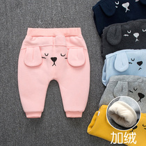 Baby plus velvet pp pants autumn and winter padded trousers men and women Baby Big Ass Harlem pants outside wearing thick pants 1 year old