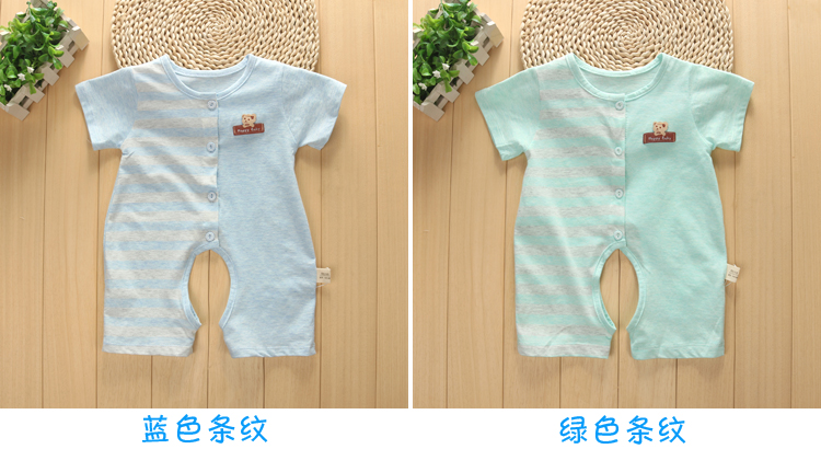 Mùa hè bé ngắn tay jumpsuit siêu mềm siêu mỏng cotton trẻ sơ sinh mở sneaker sneakers đồ ngủ 0-2 tuổi áo liền quần hình thú trẻ em