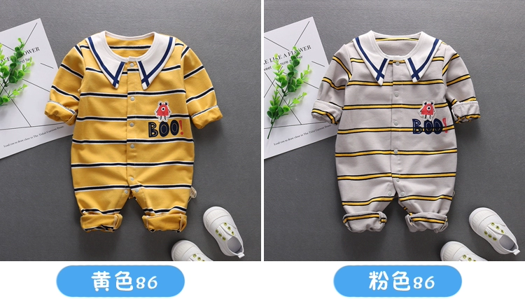 Cotton babyiesies Quần áo trẻ em Hàn Quốc romper sơ sinh retro màu mùa xuân và mùa thu sử dụng trang phục kép - Áo liền quần