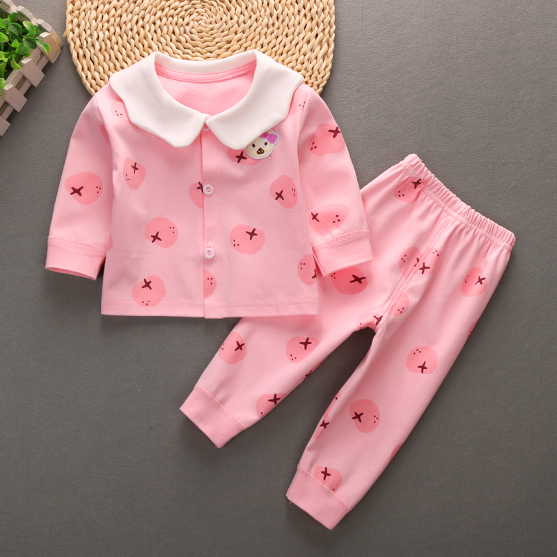 Spring Autumn Pure Cotton Female Baby Lingerie Suit Baby Flipped Autumn Clothes Pants Open To Home Wear Bottom Pyjamas 0-1 Years Old