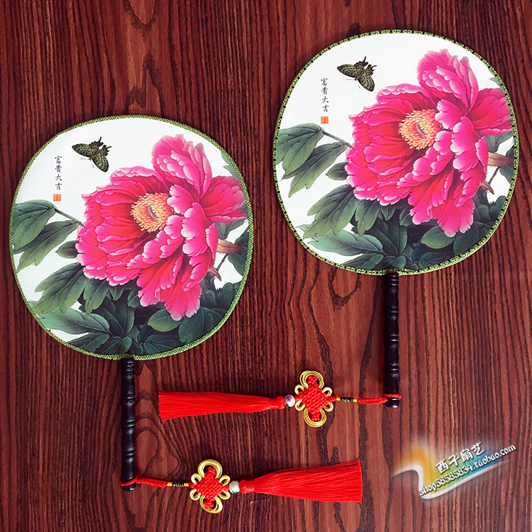 Tuan Fan Palace Fan Double-sided Dance Show Lotus Fan Chinese Style Classical Peony Ladies Ancient Style Beauty Fan Jewelry