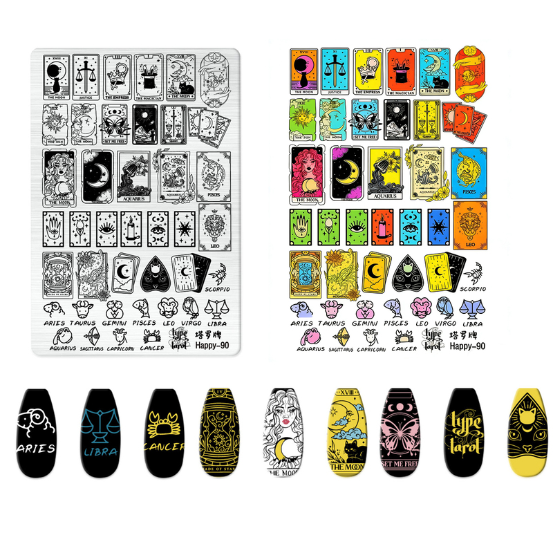 Jintian Nail Art Stamping Plate Tarot Cards Twelve Constellations Animal Frosted Steel Plate Nail Transfer Nail Art Tools