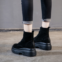 Martin boots womens spring and autumn single boots increase 8cm in height small small feet thin and thick bottom tide ins net red short boots summer