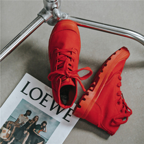 Red Martin boots womens summer breathable British style wild white student high-top canvas shoes spring and autumn single boots short boots