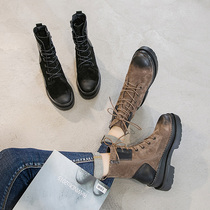 Inner heightening Martin boots female small British style 8cm small winter plus velvet thickened short boots spring and autumn single boots