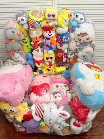 Internet celebrity transparent sofa cover drawstring style stuffed doll storage artifact lazy chair Xiaohongshu DIY doll stuffing