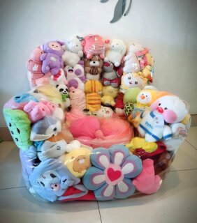Plush Toy Storage Sofa, Transparent Drawstring Sofa, Non-Zipper Style, Stuffed Doll Sofa Cover, Internet-Famous Doll Storage