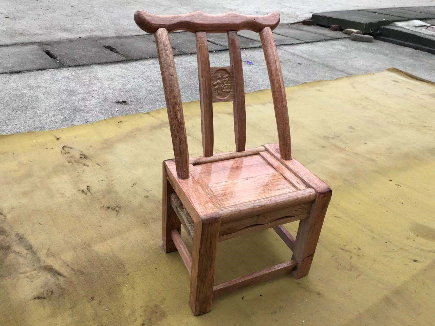 Wooden chair backrest chair rural household short old-fashioned small belt armrests for the elderly casual simple and practical