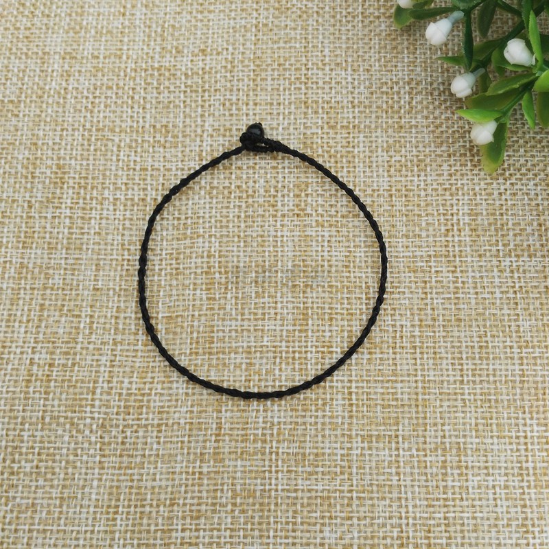 Vòng tay đan 1mm rất tinh xảo vòng tay nam nữ có thể đeo hạt vòng chân màu đỏ dây đôi màu đen - Vòng chân vòng chân cá chép nữ