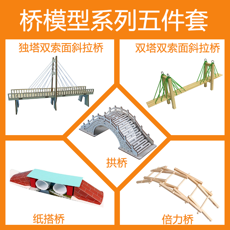 Technology Small Invention Cable-stayed Bridge Bridge Double Force Bridge Arch Bridge Model Elementary School Students Manual Kindergarten Science Experiment-Taobao
