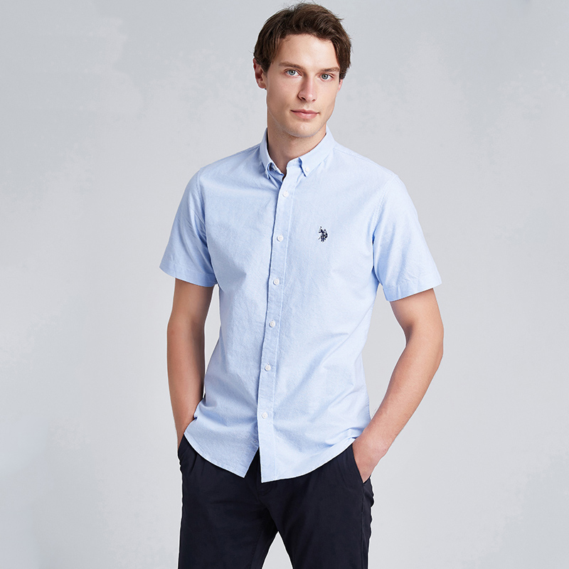 Uspoloassn United States Polo Assn. Summer Men's Pure Cotton Short-Sleeved Shirt Breathable Work Shirt for Men
