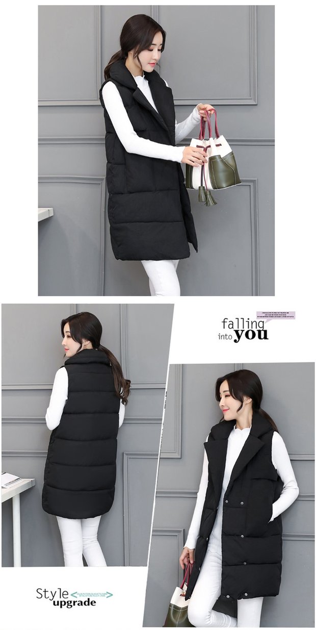 Vest nữ mùa thu đông trong phần dài của phiên bản Hàn Quốc của vest mới ngoài chất liệu cotton mỏng xuống mùa thu 2018 áo khoác chống nắng nữ