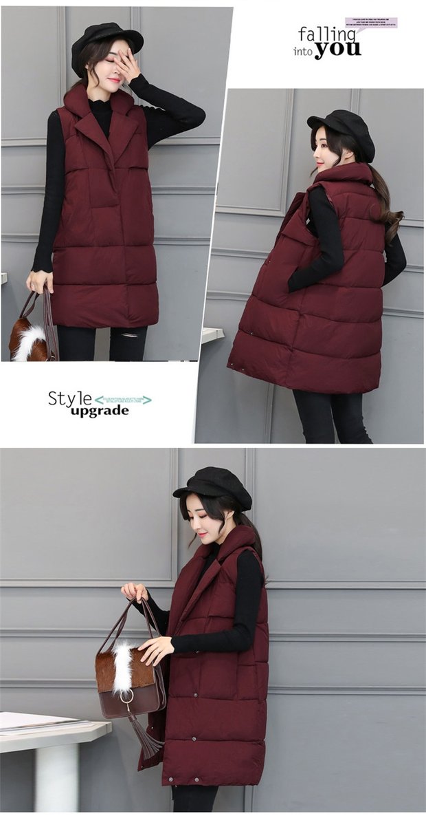 Vest nữ mùa thu đông trong phần dài của phiên bản Hàn Quốc của vest mới ngoài chất liệu cotton mỏng xuống mùa thu 2018 áo khoác chống nắng nữ