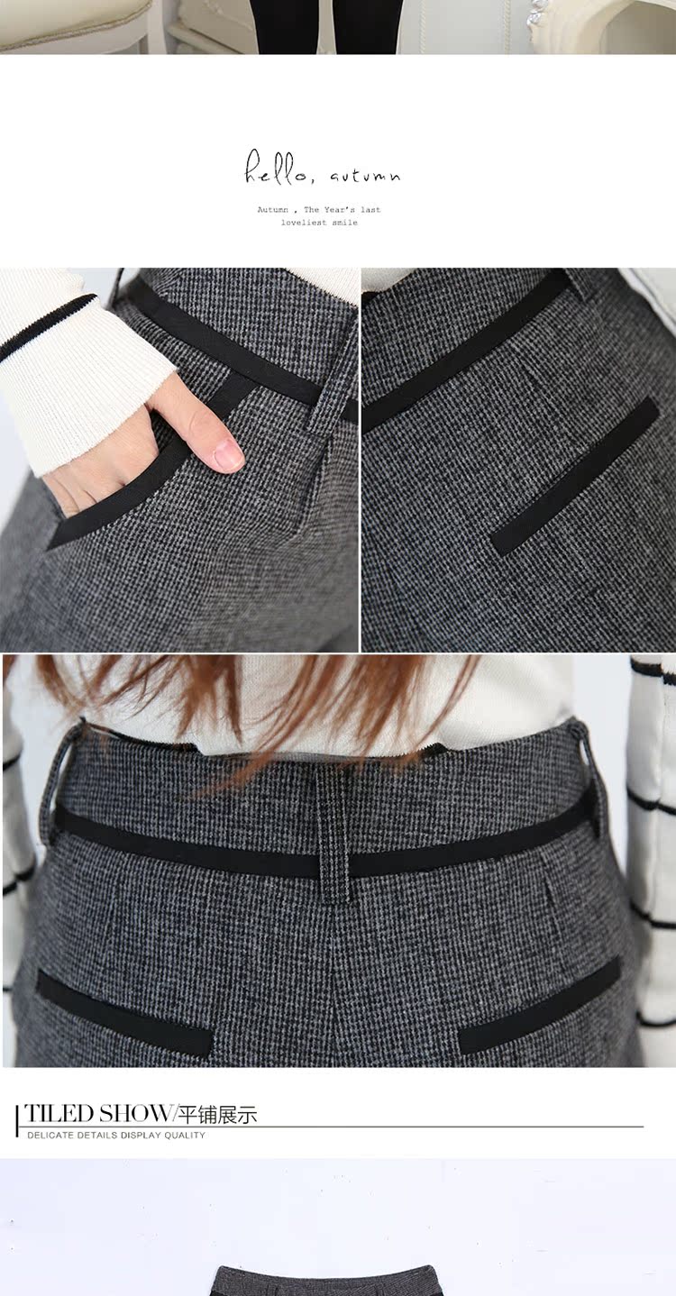 Thu đông 2018 phiên bản Hàn Quốc mới của quần short kẻ sọc dày nữ eo giữa cỡ lớn là quần lửng đế xuồng quần âu quần short da nữ mới