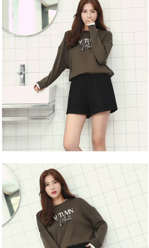 Người mẫu thu đông 2018 eo cao len rộng quần short nữ chất béo mm mỏng thun co giãn dày quần thường quần mùa đông quần quần sooc nữ xếp li