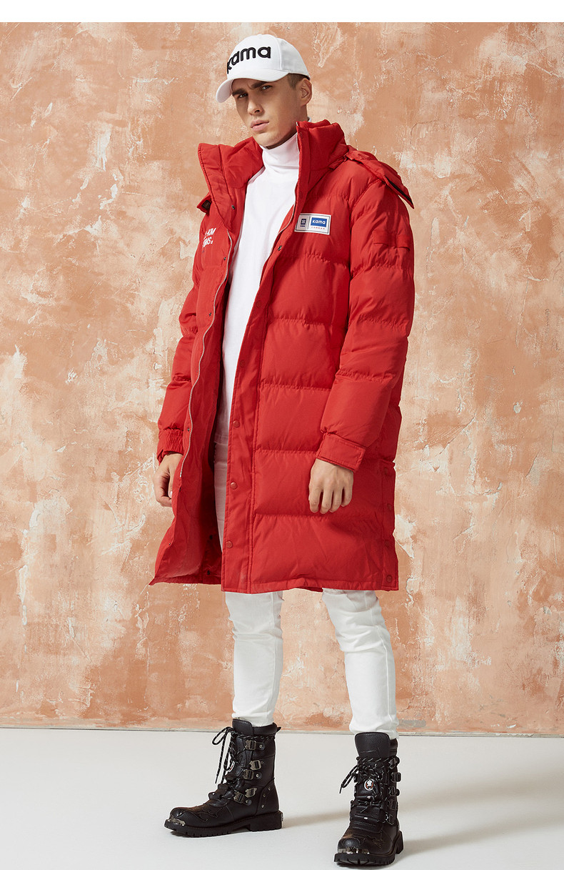 KAMA/卡玛 男士加厚中长款 连帽羽绒服 图8