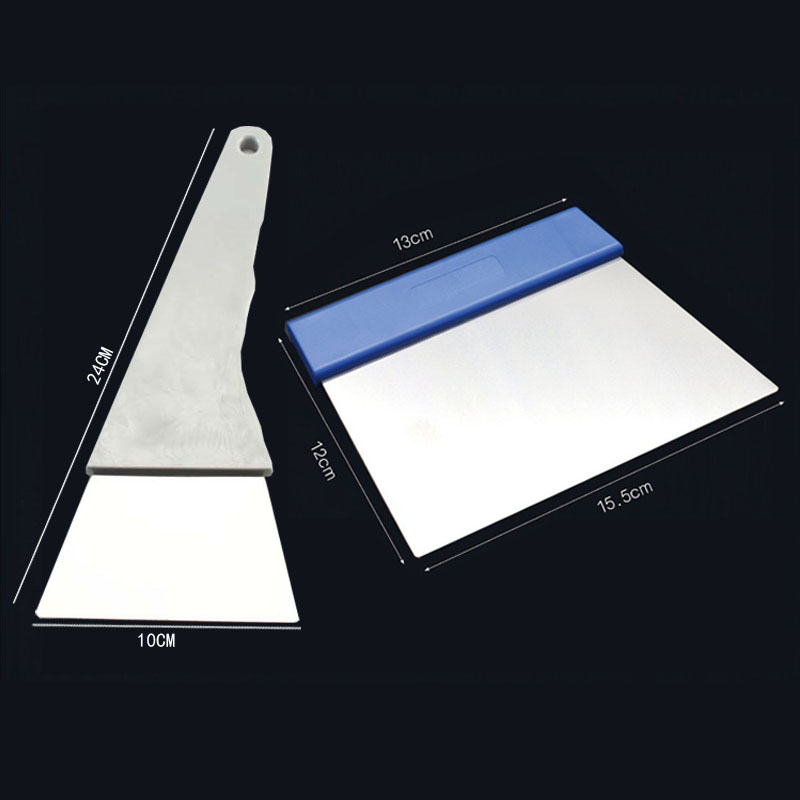 KTM car film tool long iron scraper blue handle steel scraper short rubber handle scraper