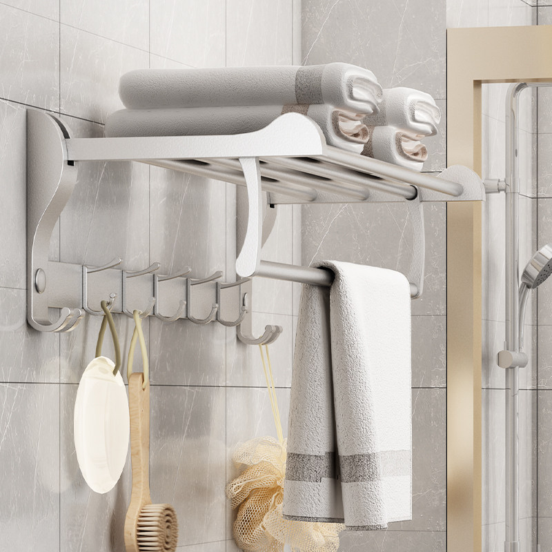 [USD 27.38] Bathroom Bathroom Hanger Towels Punch-free Dressing Room ...
