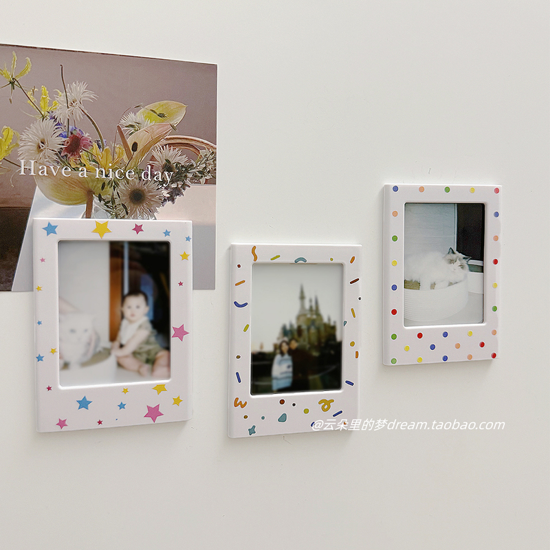 Polaroid Mini Photo Frame Magnetic Personalized Fridge Magnet Creative Small Card Decoration Hollow Desktop Ornament Photo Wall
