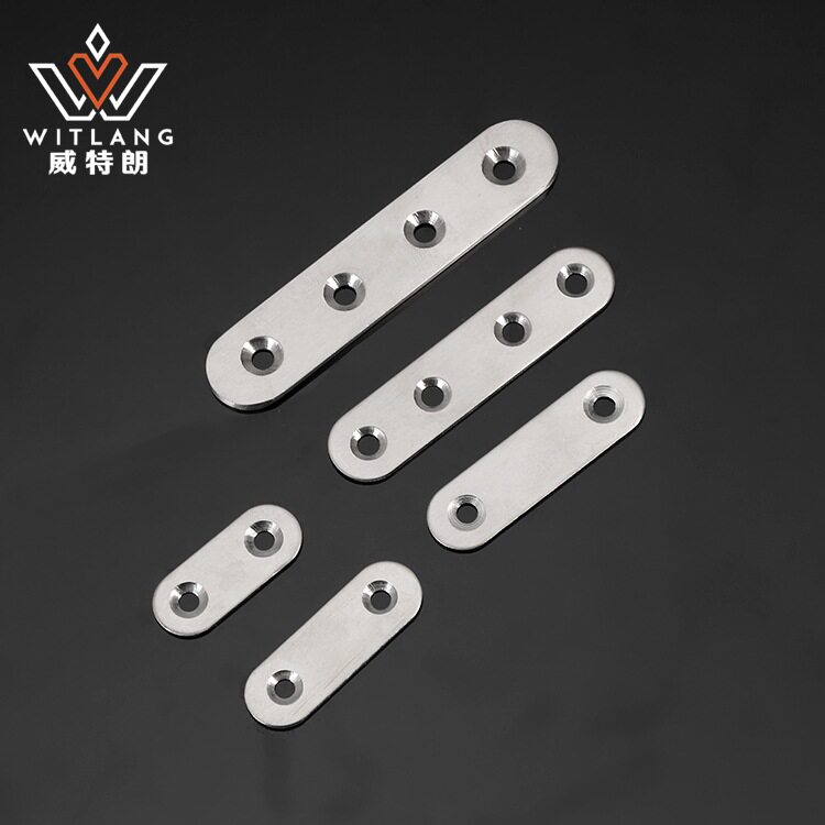 Factory direct sales of stainless steel straight piece corner code furniture chair connection code connector one-word corner code connection piece