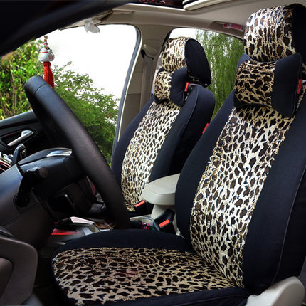 Four-Season Leopard Print Car Seat Covers for Women, Specifically Designed for New Ford Focus, Buick Regal, Hyundai K3, Hyundai Elantra, Volkswagen Polo, and Ford Ecosport
